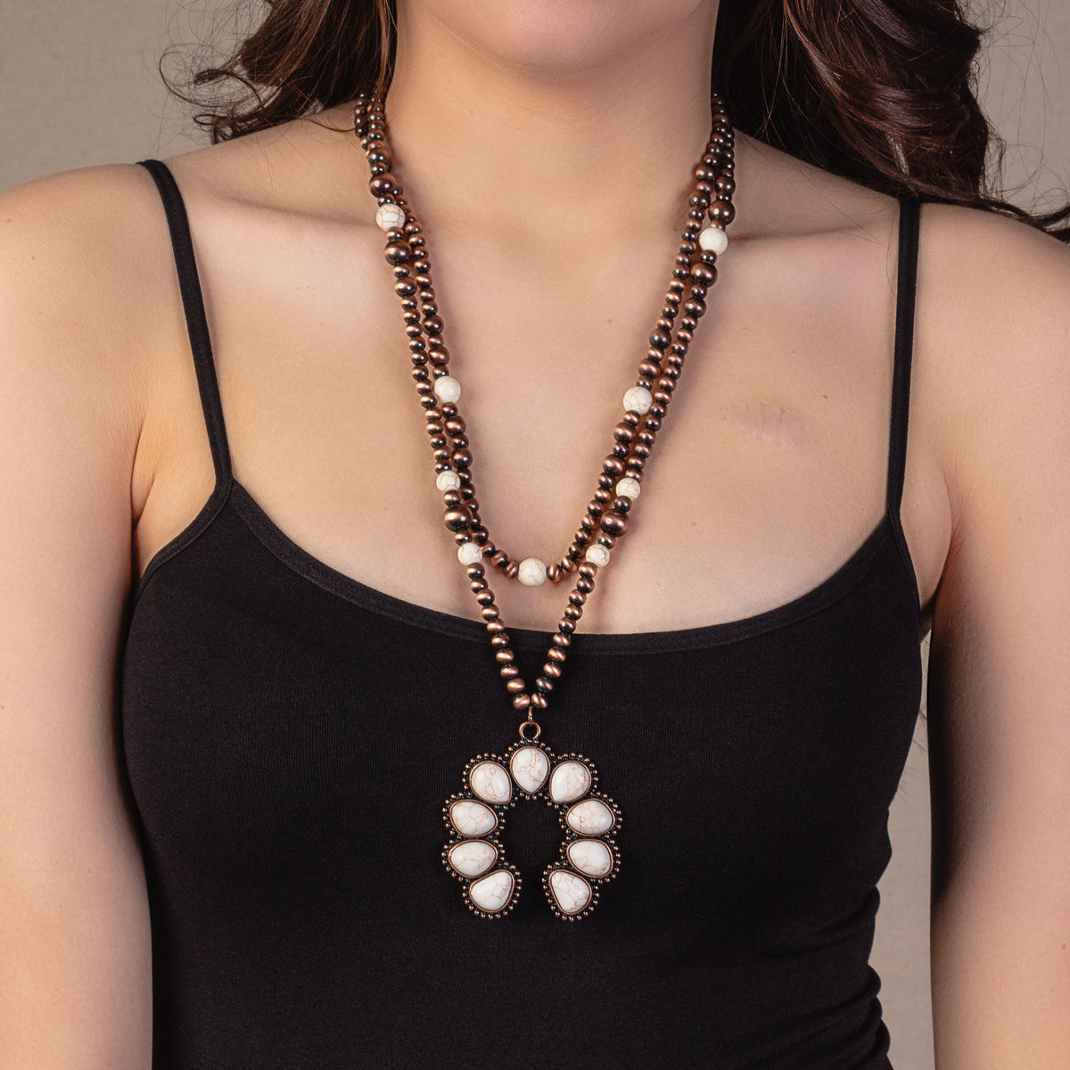 72875 - Squash Blossom Necklace - Ivory & Copper