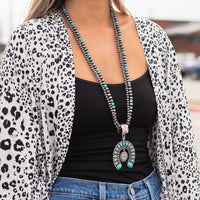 Load image into Gallery viewer, 72878 - Squash Blossom Necklace - Turquoise &amp; Silver
