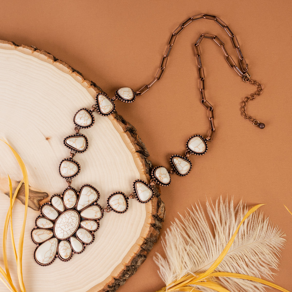 72881 - Squash Blossom Necklace - Ivory & Copper