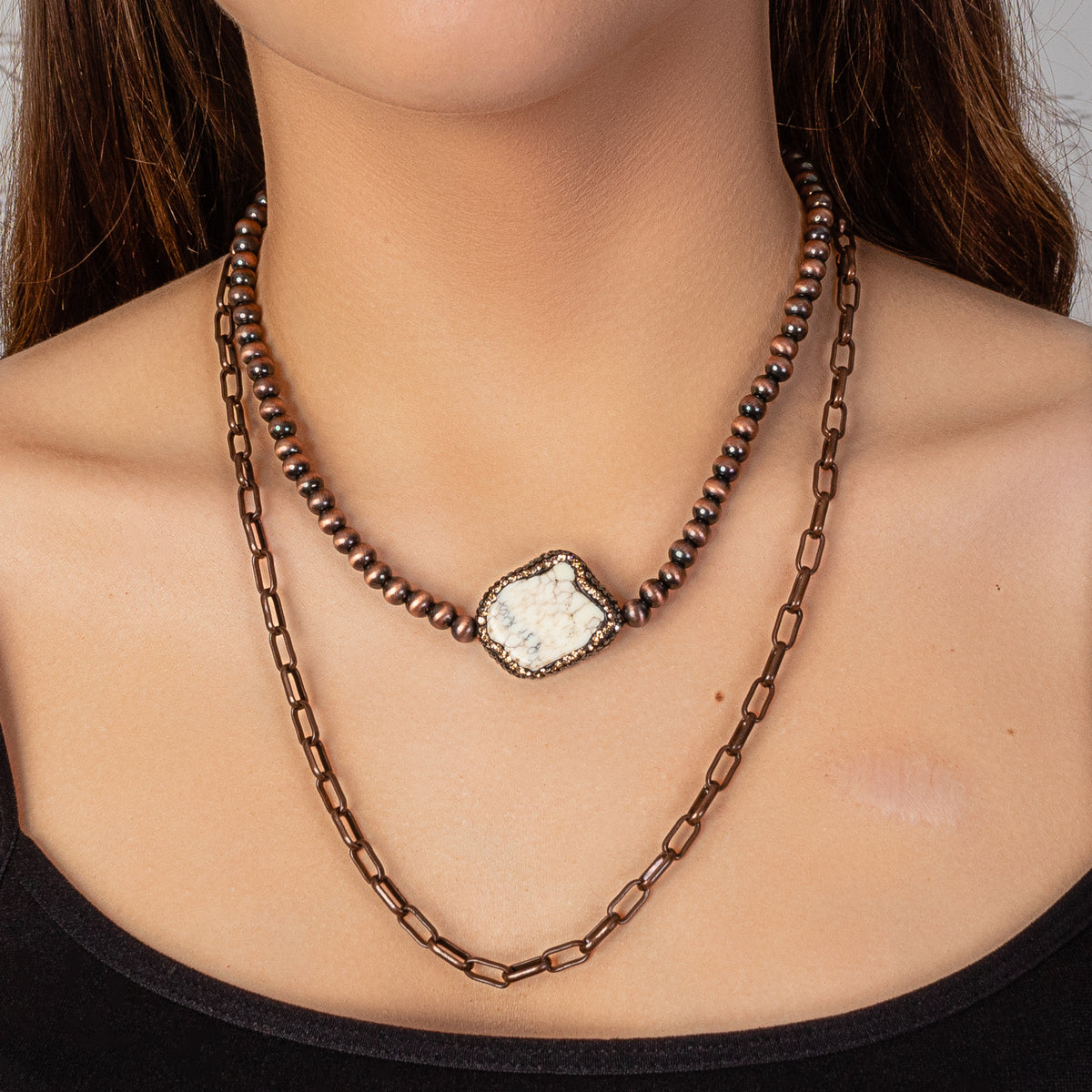 72882 - Squash Blossom Necklace - Ivory & Copper