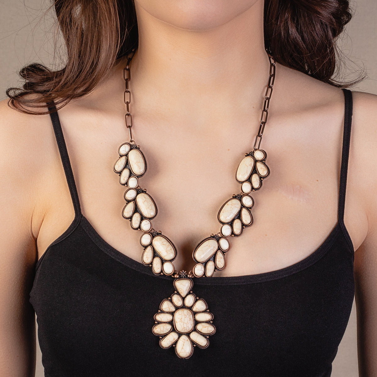 72888 - Squash Blossom Necklace - Ivory & Copper