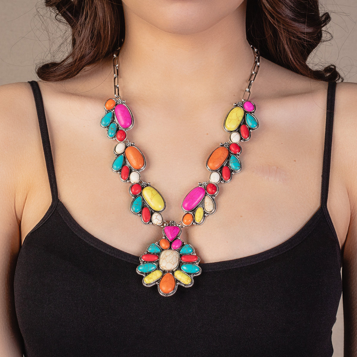 72888 - Squash Blossom Necklace - Ivory Multi