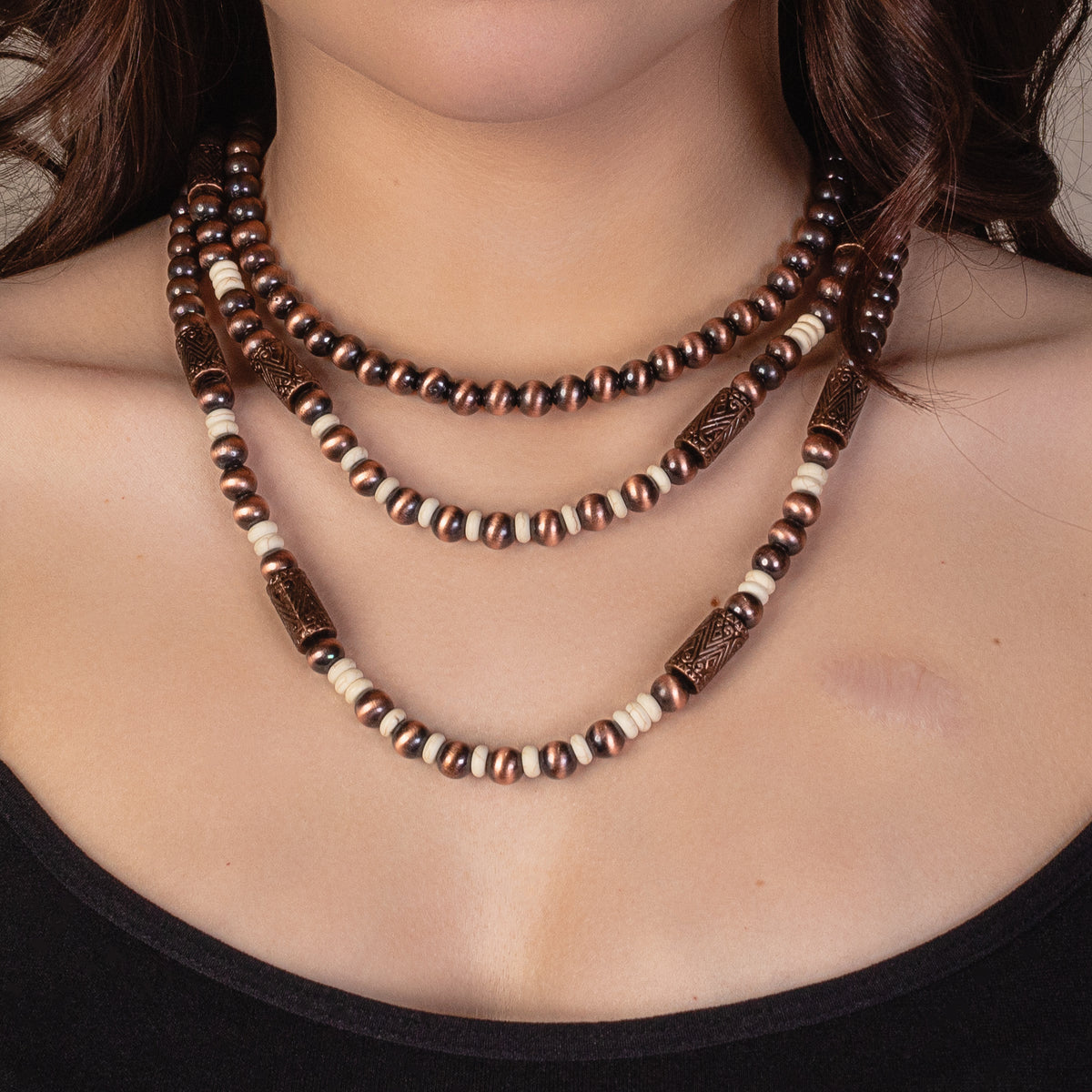 72892 - Squash Blossom Necklace - Ivory & Copper