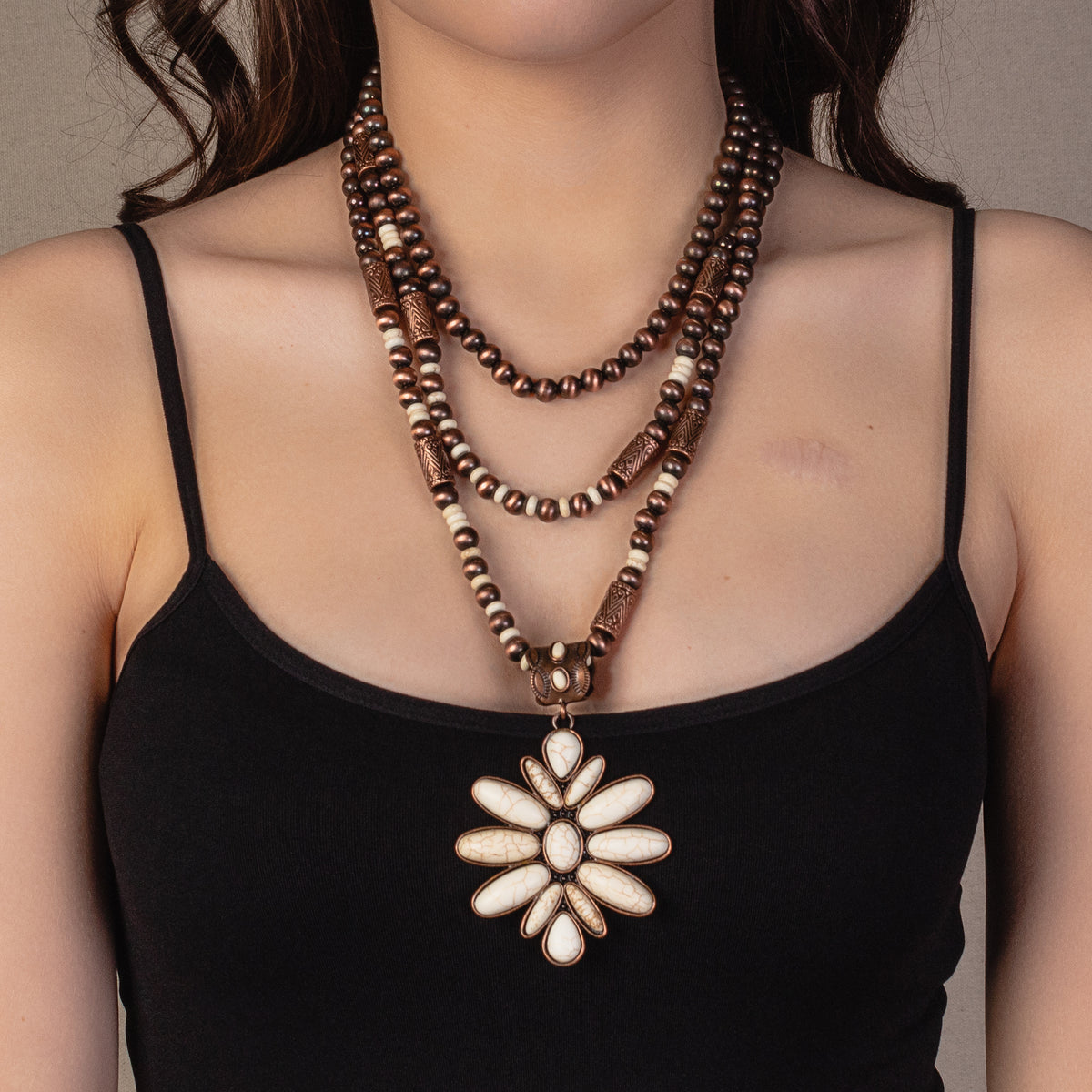 72897 - Squash Blossom Necklace - Ivory & Copper