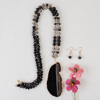 Load image into Gallery viewer, 72898 - Natural Stone Necklace - Black
