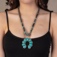 Load image into Gallery viewer, 72906 - Squash Blossom Pendant Necklace - Turquoise &amp; Silver
