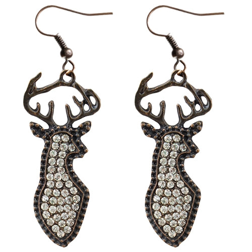 73289 - Crystal Deer Earrings - Fashion Jewelry Wholesale