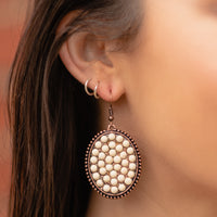 Load image into Gallery viewer, 734008 - Turquoise Beaded Earrings - Ivory &amp; Copper
