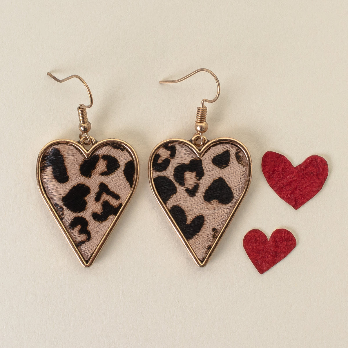 734030 - Leopard Heart Earrings - Rose Gold