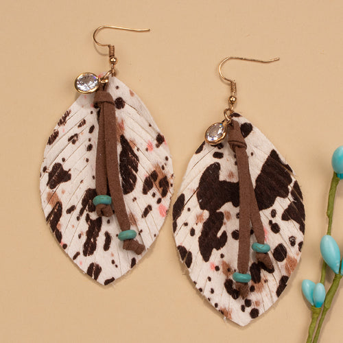 734038 - Feather Earrings - Brown Pink White