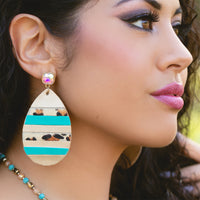 Load image into Gallery viewer, 734052 - Stripe Leopard Earrings - Turquoise
