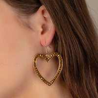 Load image into Gallery viewer, 734054 - Rhinestone Heart Earrings - Gold
