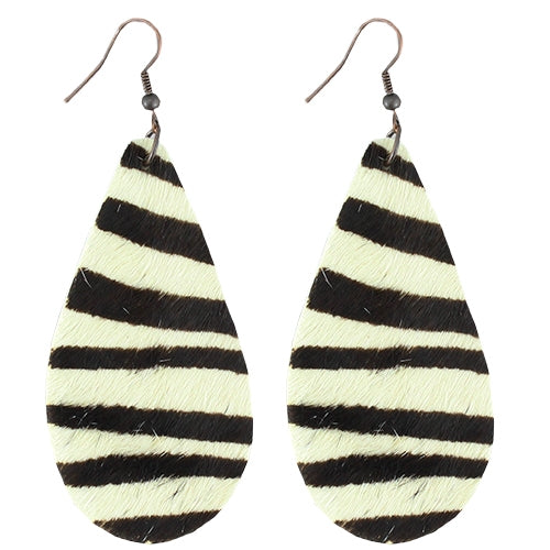 73418 - Hide Tear Drop Earrings - Black White