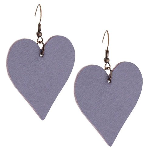 73421 - Leather Heart Hide Earrings - Purple