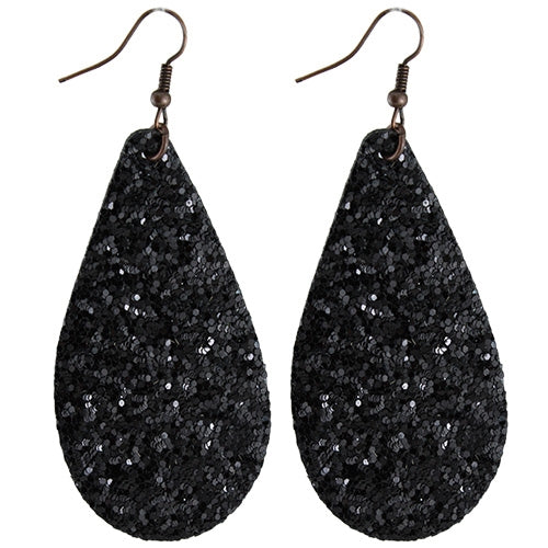 73459 - Glitter Tear Drop Earrings - Fashion Jewelry Wholesale