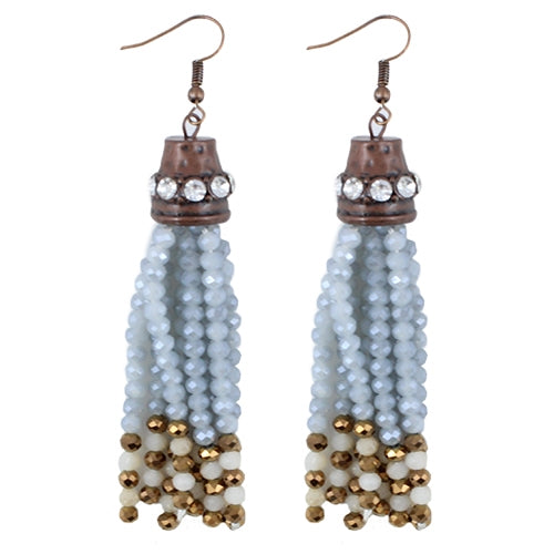 73413 - Crystal Beaded Tassel Earrings -  Fashion Jewelry Wholesale