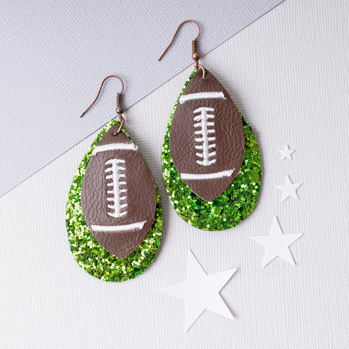 73581 - Glitter Football Earrings - Green