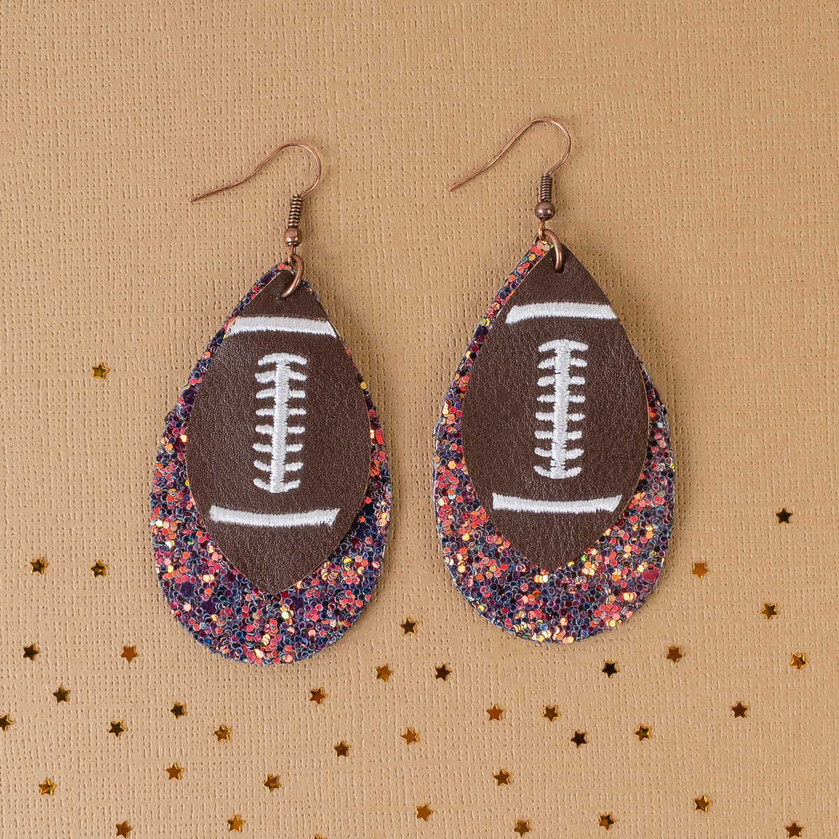 73581 - Glitter Football Earrings - Purple Multi