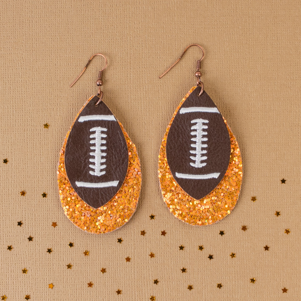 73581 - Glitter Football Earrings - Orange