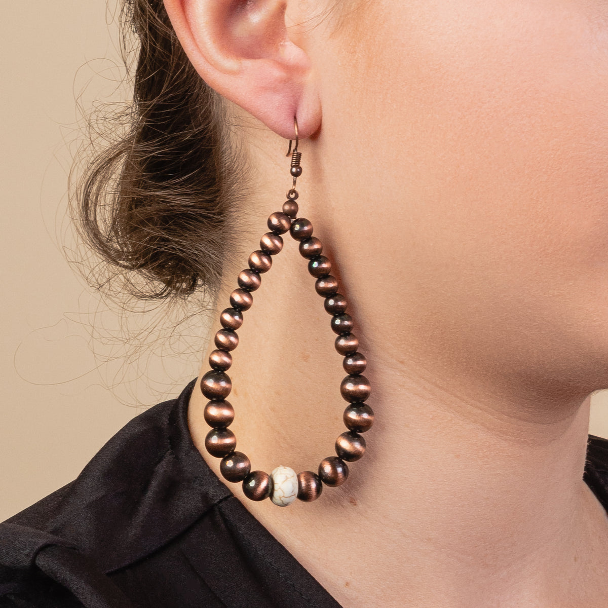 73584 - Western Earrings - Ivory & Copper