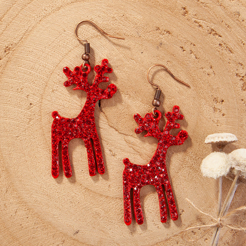 Reindeer Crystal Earrings - Fashion Jewelry Wholesale