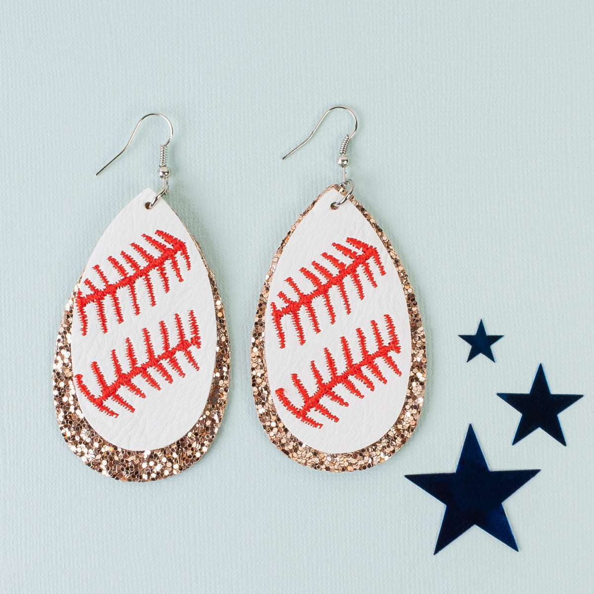 73625 - Glitter Baseball Earrings - Rose Gold