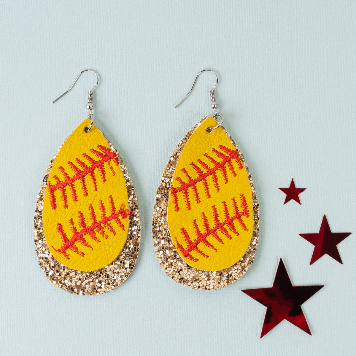 73630 - Softball Glitter Earrings - Gold