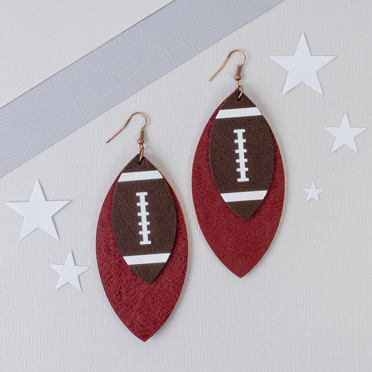 73754 - Football Earrings - Burgundy