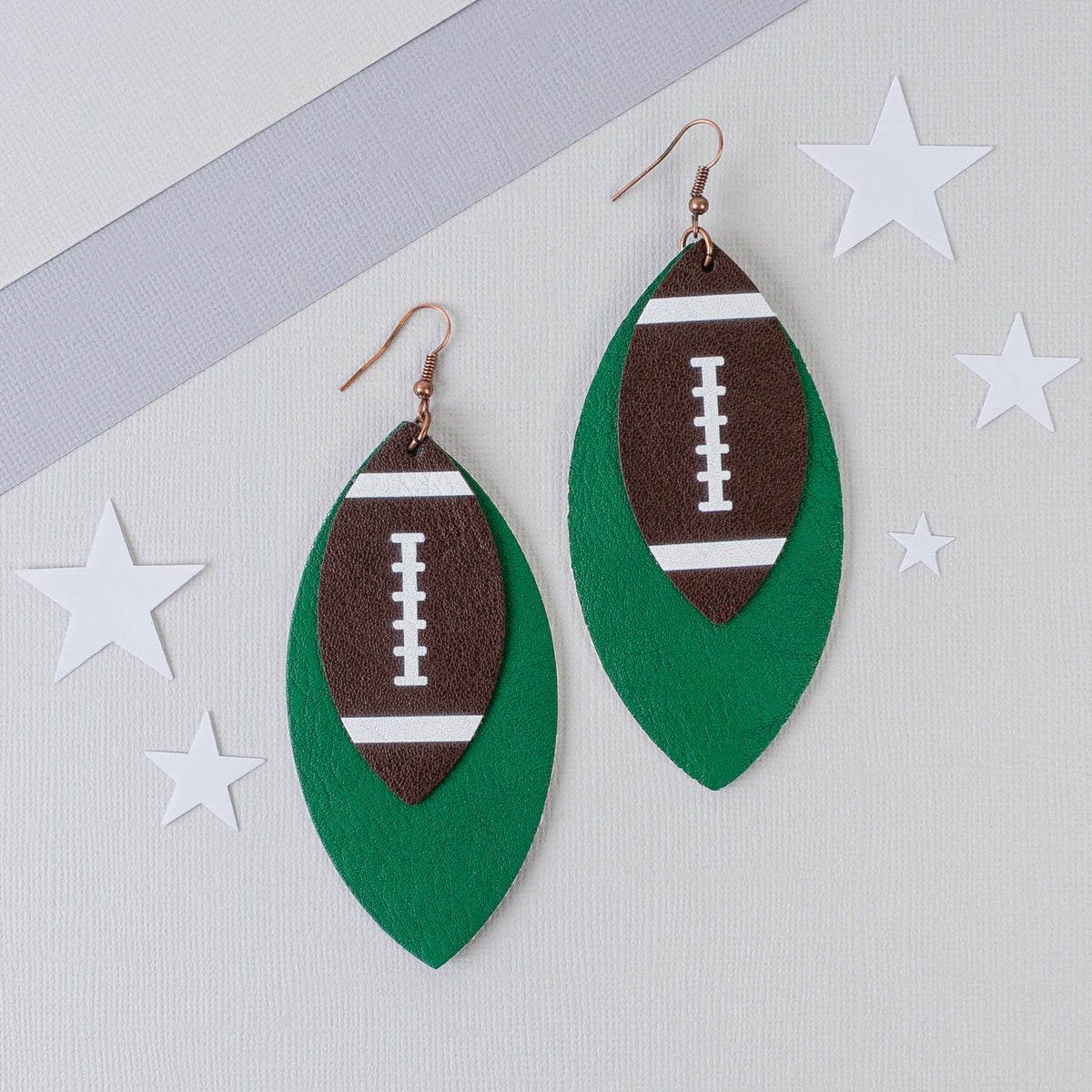 73754 - Football Earrings - Green