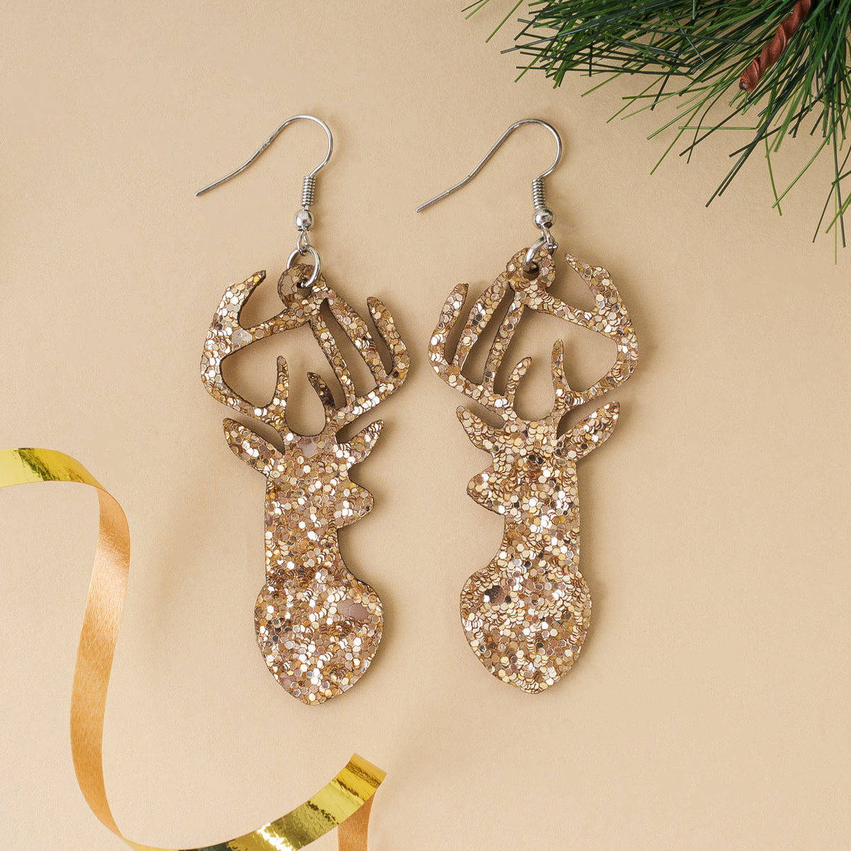 73759 - Reindeer Earrings - Gold - Fashion Jewelry Wholesale