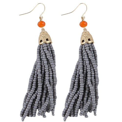 73415 - Beaded Tassel Earrings - Fashion Jewelry Wholesale