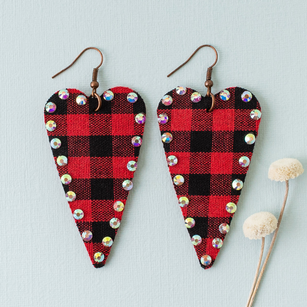 73792 - Heart Earrings - Red & Black