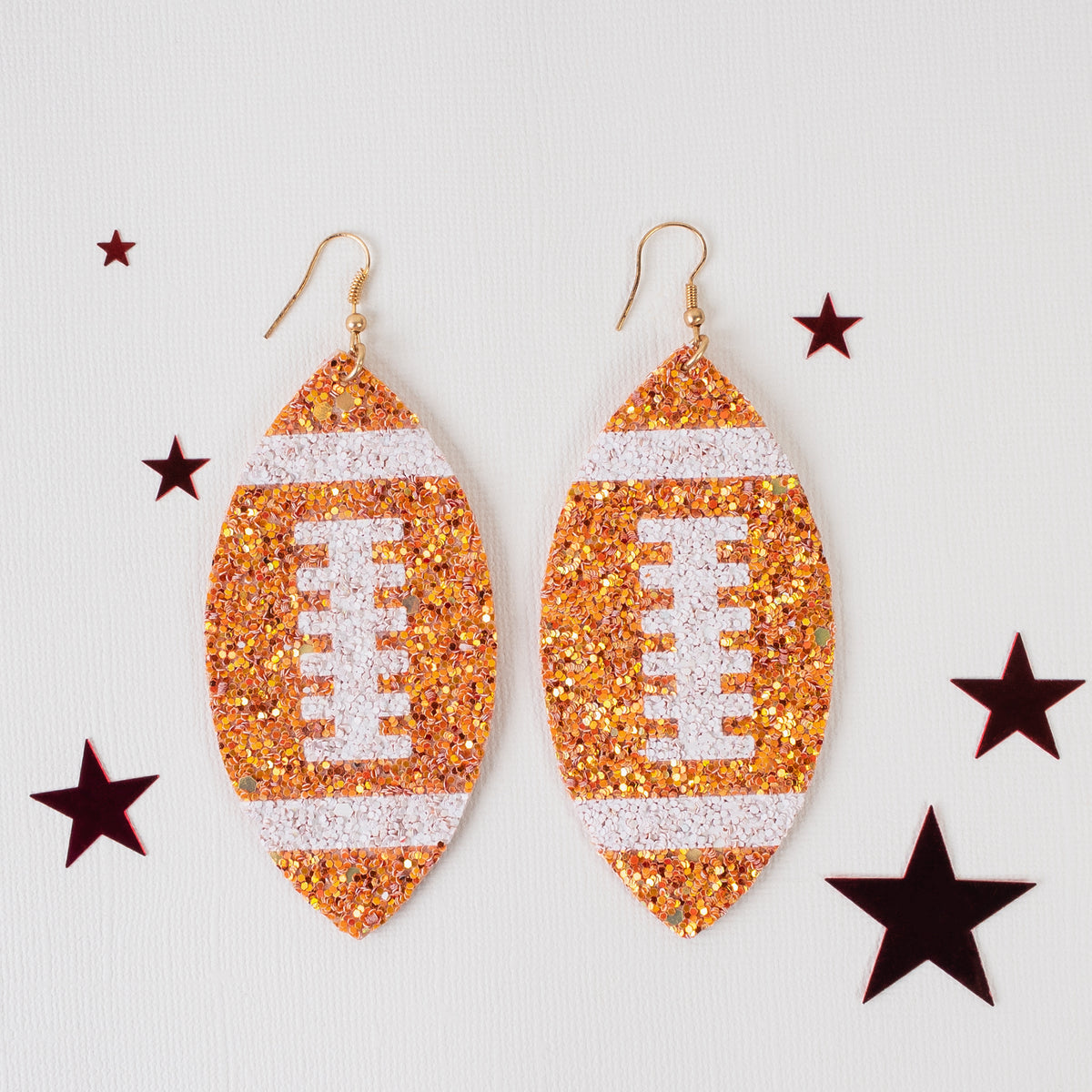 73874 - Football Earrings - Orange - Fashion Jewelry Wholesale