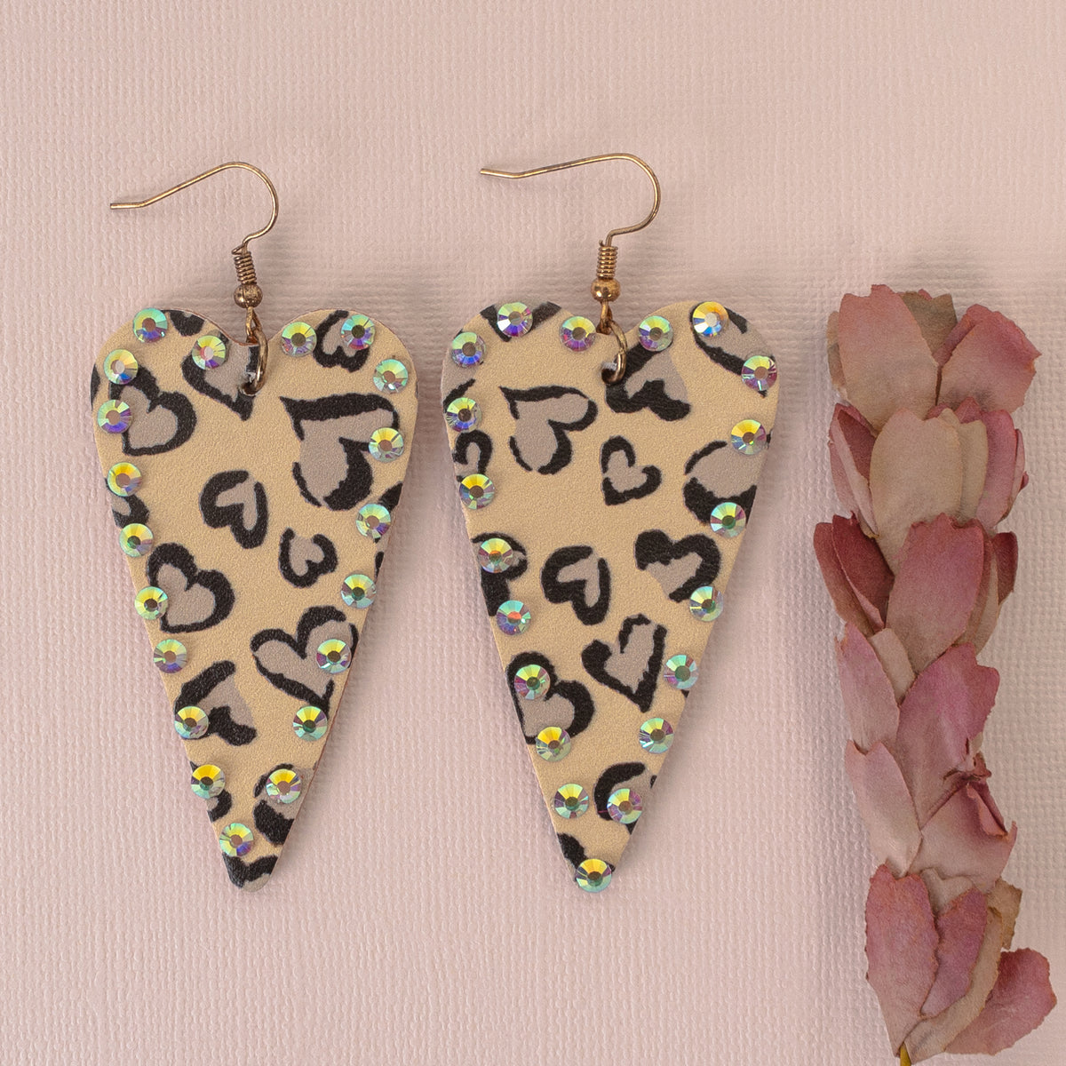 73900 - Heart Leopard Gem Earrings