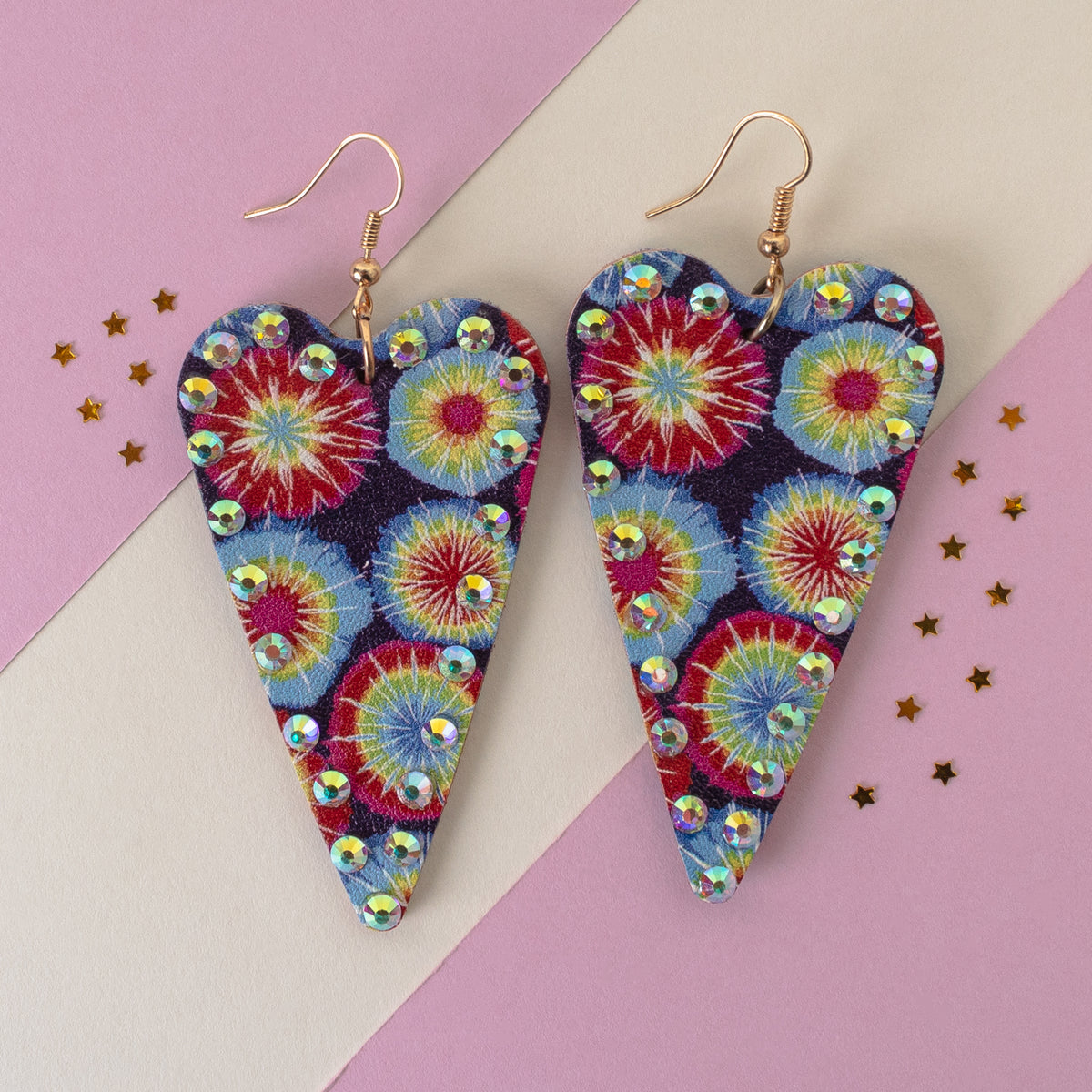 73901 - Heart Tie Dye Gem Earrings