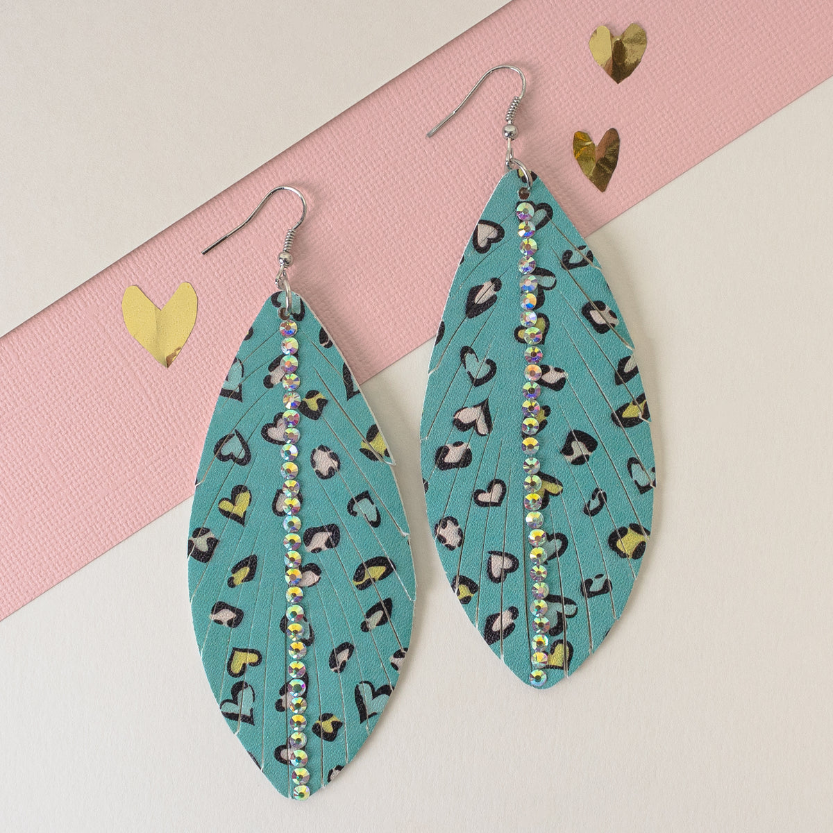 73911 - Leopard Feather Earrings - Turquoise