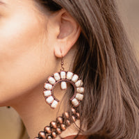 Load image into Gallery viewer, 73932 - Turquoise Earrings - Ivory &amp; Copper
