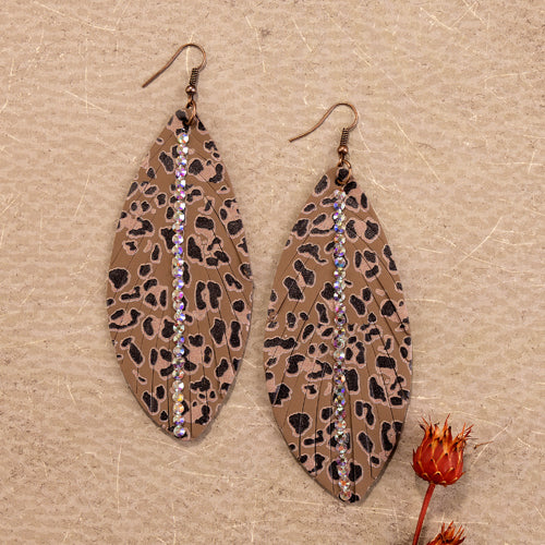 73936 - Leopard Feather Earrings - Brown