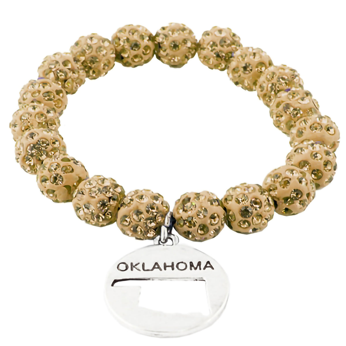 74350 - Crystal Stretch Bracelet with Oklahoma State Shape - Gold - Fashion Jewelry Wholesale