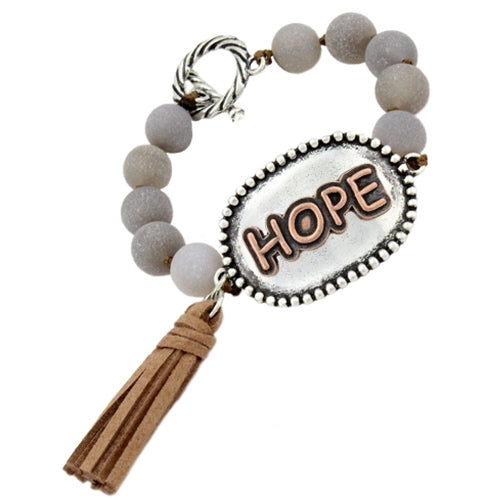 74412 - Hope Metal Plate Natural Stone Bracelet