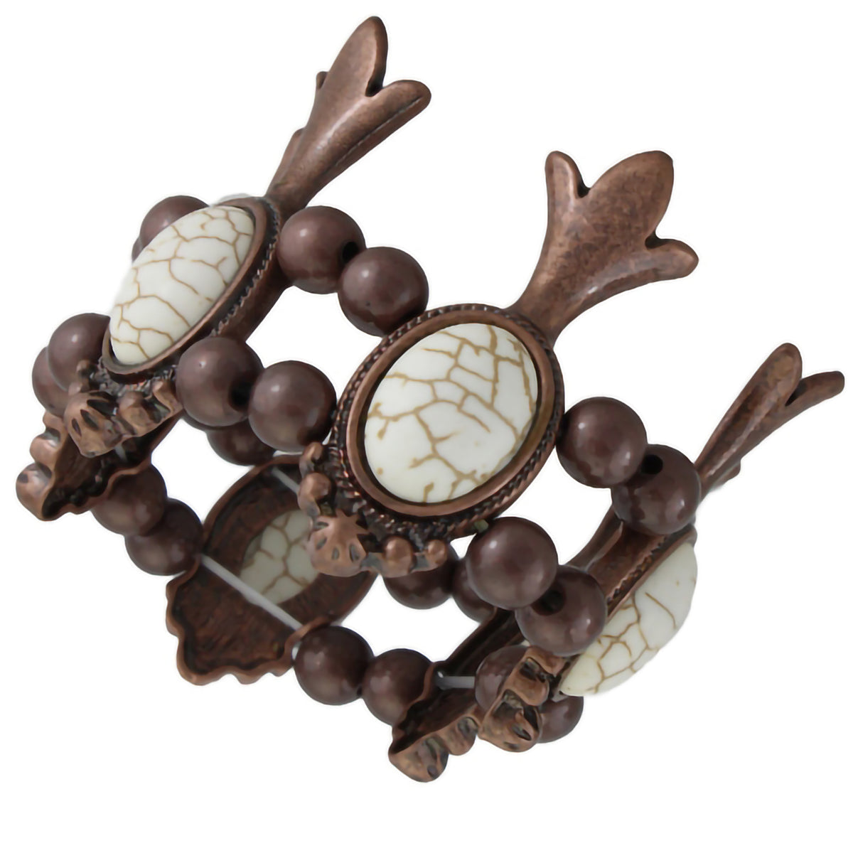 74562 - Squash Blossom Bracelet - Ivory & Copper - Fashion Jewelry Wholesale