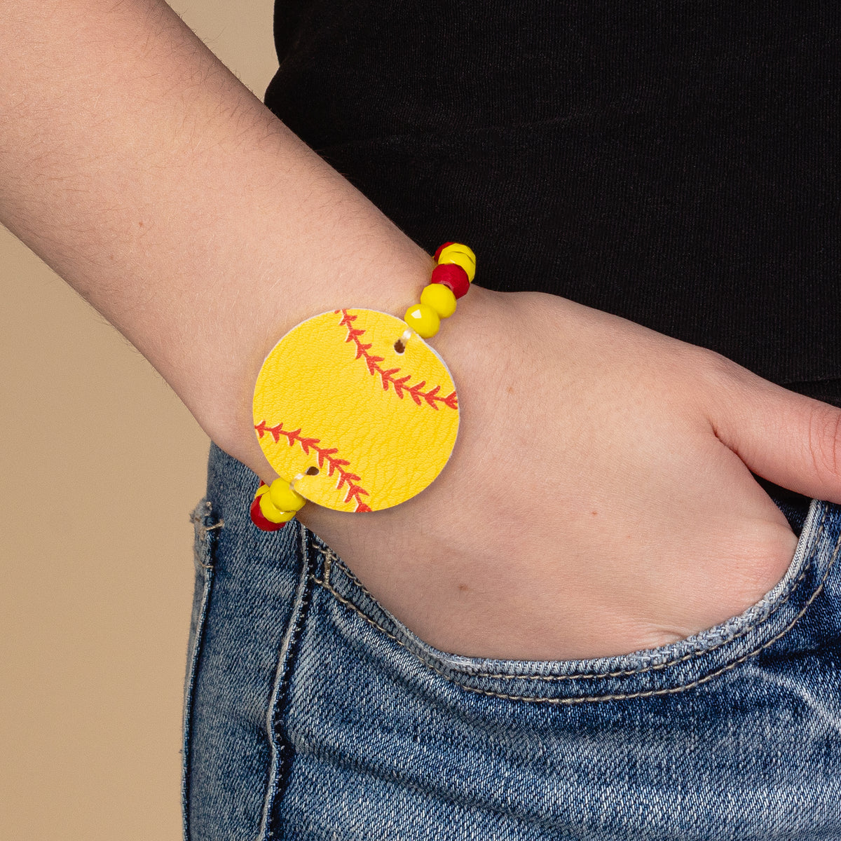 74571 - Softball Bracelet - Red & Yellow