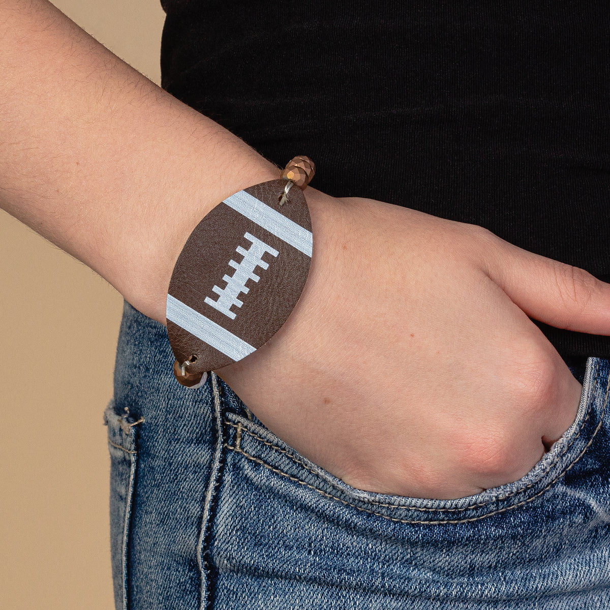 74572 - Football Bracelet - Brown - Fashion Jewelry Wholesale