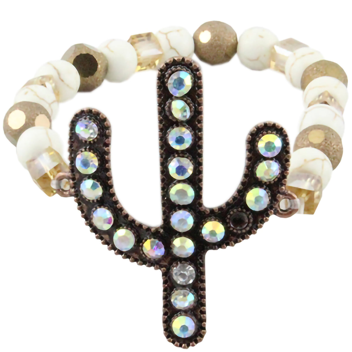 74581 - Crystal Cactus Bracelet - Ivory - Fashion Jewelry Wholesale