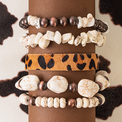 74644 - Stacked Bracelets - Ivory & Copper