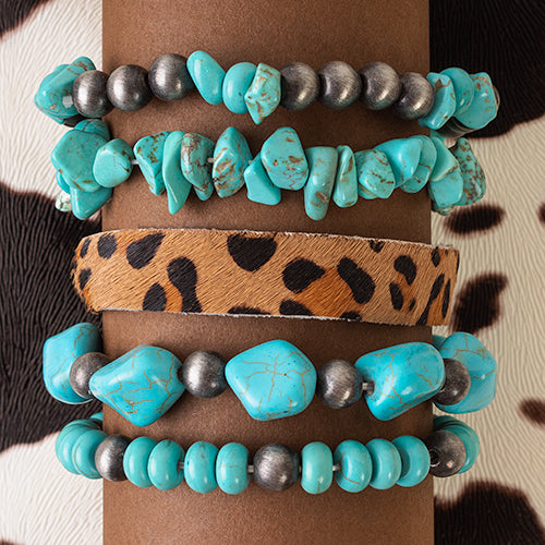 74644 - Stacked Bracelets - Turquoise & Silver