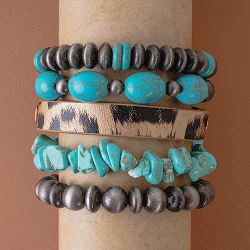 74674 - Stacked Bracelet - Turquoise & Silver