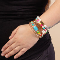 Load image into Gallery viewer, 74725 - Leopard and Beaded Stacked Bracelets - Blue Multi
