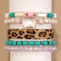 74725 - Leopard and Beaded Bracelet - Turquoise
