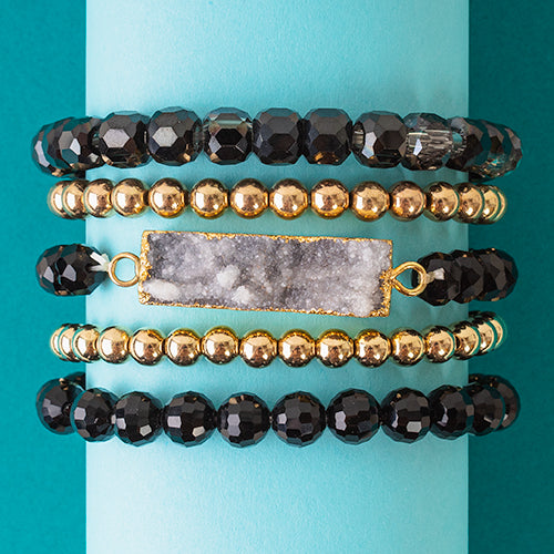 74735 - Stacked Druzy Bracelet - Black